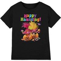 Trolls Poppy & Viva Pumpkin Kids T-Shirt, Black | Size: 3-4 Years