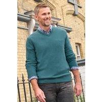 WoolOvers Men's Mens 100% Lambswool V Neck Jumper in Teal | Size: XL