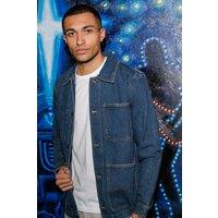 Tokyo Laundry Men's Cotton Washed Denim Chore Jacket in Mid Blue | Size: XL