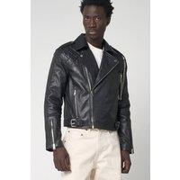 Barneys Originals Men's Cropped Real Leather Biker Jacket in Black | Size: XS