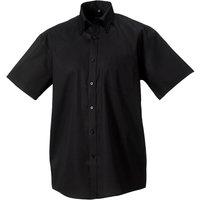 Russell Collection Men's Ultimate Non-Iron Short-Sleeved Shirt in Black | Size: 15.5 in