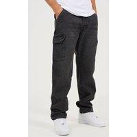 Brave Soul Men's Wide Leg Cargo Style Jeans in Charcoal | Size: 32R