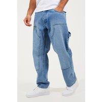 Brave Soul Men's Loose Fit Carpenter Style Denim Jeans in Light Blue | Size: 34R