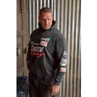 BadRhino Men's 'Castrol' Acid Wash Hoodie in Black | Size: 5-6XL