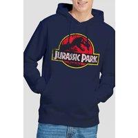 Jurassic Park Distressed Logo Hoodie, Navy | Size: Medium