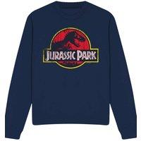 Jurassic Park Distressed Logo Sweatshirt, Navy | Size: Medium