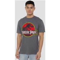 NBCU Jurassic Park Distressed Logo T-Shirt, Charcoal | Size: 4XL