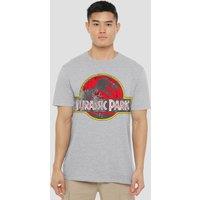 NBCU Jurassic Park Distressed Logo T-Shirt, Athletic Heather in Light Grey | Size: Small