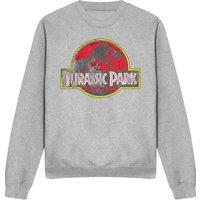 NBCU Jurassic Park Distressed Logo Sweatshirt, Athletic Heather in Light Grey | Size: Medium