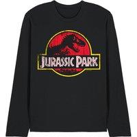 NBCU Jurassic Park Distressed Logo Long Sleeve T-Shirt, Black | Size: Medium
