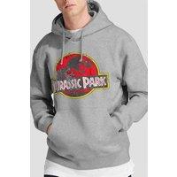 NBCU Jurassic Park Distressed Logo Hoodie, Athletic Heather in Light Grey | Size: Medium