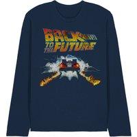 NBCU Back To The Future Delorean Long Sleeve T-Shirt, Navy | Size: 2XL