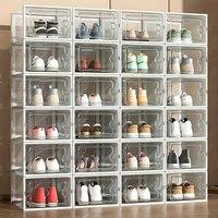 12-Piece White Plastic Foldable Stacking Shoe Boxes