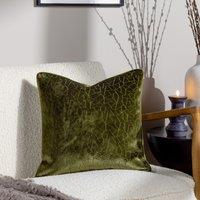 HOEM Malans Cut Velvet Piped Cushion in Olive | Size: 45 cm x 45 cm