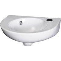 Balterley Adley Cloakroom Wall Hung 1 Tap Hole Round Basin, Overflow 450mm White