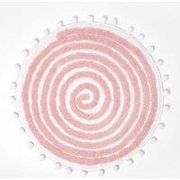 Homescapes Spiral Bath Mat 100% Cotton with Pom Pom Edges in Pink