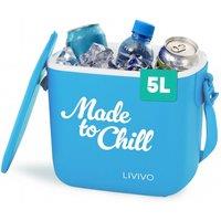 LIVIVO Cool Box 5L Lightweight Portable Foam Insulation Carrying Strap - Blue