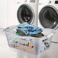 BARGAINS-GALORE Plastic Laundry Storage Basket Hamper Washing Clothes Home DIY Clear