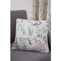 Dreams & Drapes 'Jazmine' Filled 100% Cotton Cushion With Hand Painted Floral Print in Lavender | Size: 43 cm x 43 cm