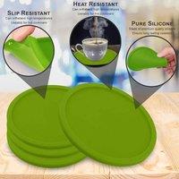 ATEK Set of 4 Silicone Drink Coasters Premium Non-Slip Soft Coaster Mats in Green