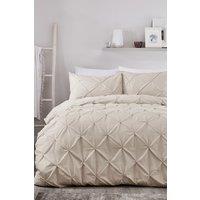 Serene 'Lara' Luxury Ruched Duvet Cover Set in Natural | Size: Double