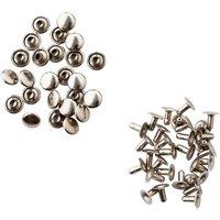 Neel Blue 9mm Silver Single Cap Rivets, Tubular Metal Studs - 100pcs