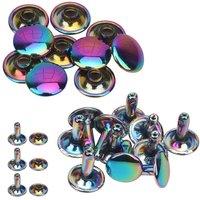Neel Blue 9mm Rainbow Double Cap Rivets, Tubular Metal Studs
