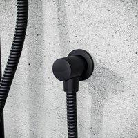 Nes Home Matte Black Round Wall Mounted Outlet Elbow Shower Hose Concealed Connector Kit