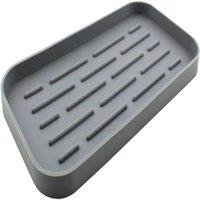 ATEK Silicone Organiser Tray, Non-Slip Kitchen Sink Tray, Soap & Sponge Holder for Kitchen Sink Trays, Silicone Kitchens Drying Mat in Grey