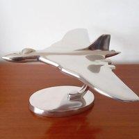 Inspirational Gifting Vulcan Aeroplane Ornament Aluminium Plane Sculpture Gift in Silver