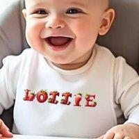 Aye Do Gifts Personalised Strawberry Name Baby Outfit - Bib in White