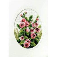 Orchidea CARD KIT HOLLYHOCKS - Cross Stitch Kit: Greetings Card: Hollyhocks
