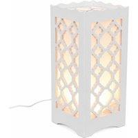 Bright Zeal LED Table Lamp 9" Flower Carving USB Rechargeable White Indoor Light