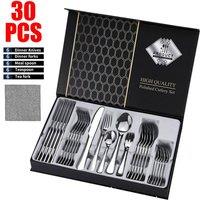 Kelvenix 30X Cutlery Dinner Set Stainless Steel High Grade Tableware in Silver