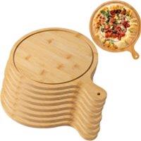 Nordara Round Wooden Pizza Serving Tray with Handle Cutting Board -13INCH in Light Brown