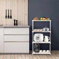 Nordara 4 Tier Plastic Shelving Units 80.5x41x22cm Storage Shelf in White | Size: 80.5x41x22 cm