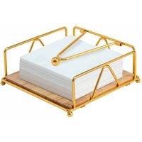 Nordara Gold Table Tissue Holder Wooden Base Napkin Storage Box