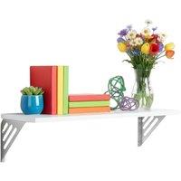Nordara Medium White-WallMounted Wooden Floating Shelves Home Office in White | Size: 100 cm x 15 cm