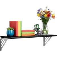 Nordara Large Black WallMounted Wooden Floating Shelves Home Office | Size: 100 cm x 15 cm
