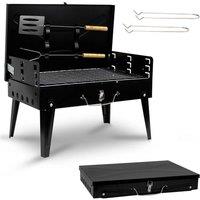 Nordara Suitcase Style Portable Charcoal BBQ Grill For Outdoor in Black | Size: 100 cm x 60 cm