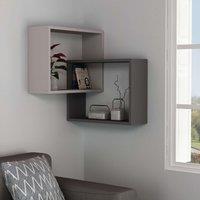 Decortie Ring' Corner Wall Mounted Bookcase Display Unit 60cm in Grey | Size: 1 Pack