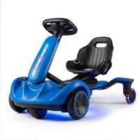 CASART Kids Ride on Drift Car 2-In-1 Go Kart w/Adjustable Seat & LED Lights in Blue