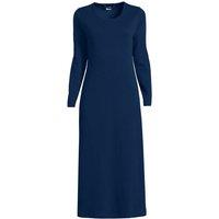 Lands' End Women's Plus Long Sleeve Mid Calf, Pure Cotton Nightdress in Dark Navy | Size: 28-30