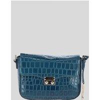 Ashwood Leather Women's 'Elegance' Croc Embossed Leather Cross Body Bag in Teal