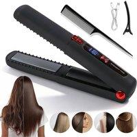 Nordara 2in1 Cordless Hair Straightener Curler Rechargeable Flat in Black
