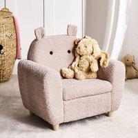 Wyld and Coco Pink Boucle Hippo Armchair for Kids - Foam Seat Rubberwood Legs