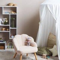 Wyld and Coco Boucl Armchair for Kids Light Beige Rubberwood Legs
