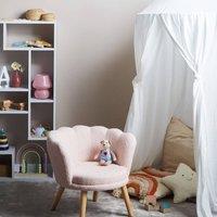 Wyld and Coco Kids Boucle Armchair Pastel Pink with Rubberwood Legs