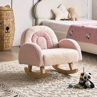 Wyld and Coco Kids Boucle Rocking Chair Pastel Pink