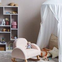 Wyld and Coco Kids Pastel Pink Boucl Rocking Chair with Armrests
